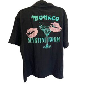 Forever 21 Men's Monaco Martini Room Embroidered Linen Camp Shirt - Men's XXL
